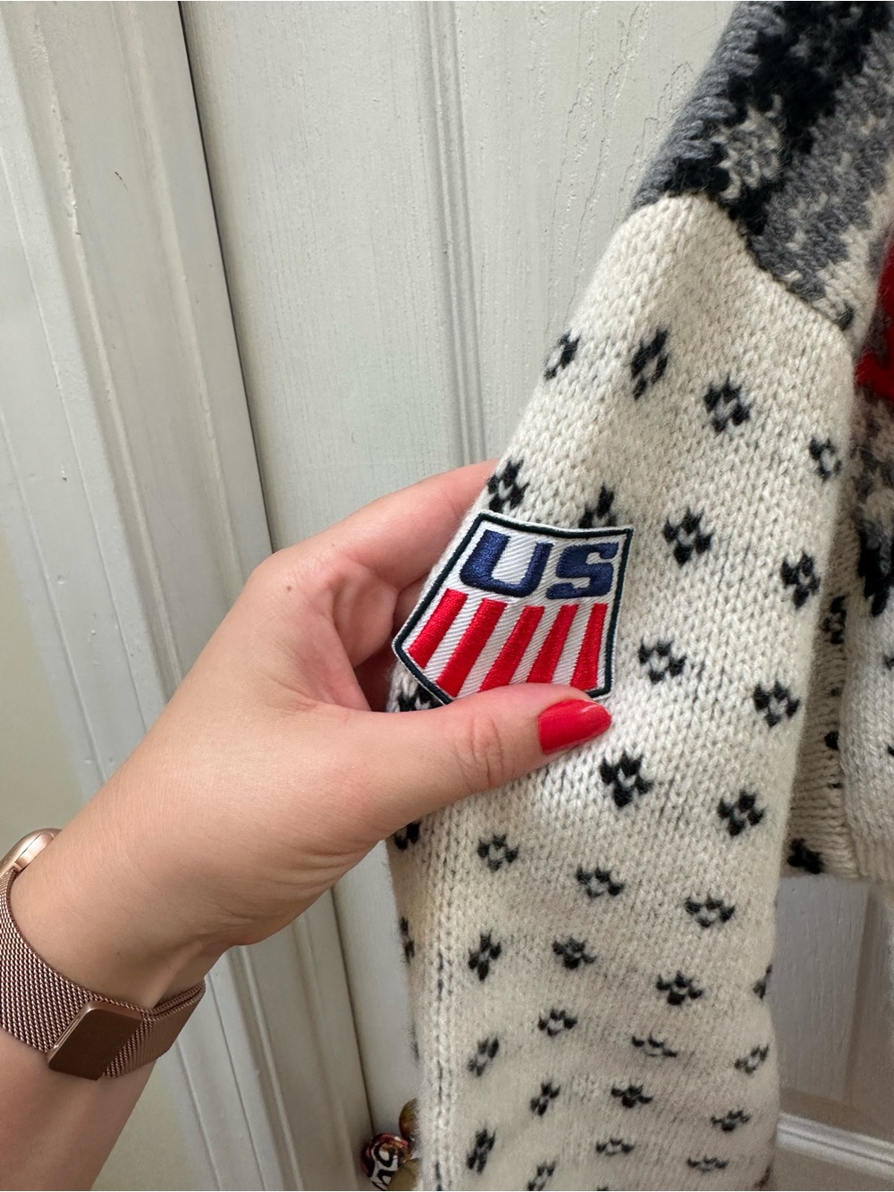 J Crew U.S. Ski & Snowboard Fair Isle Rollneck sweater vintage wool white red - Picture 3 of 11